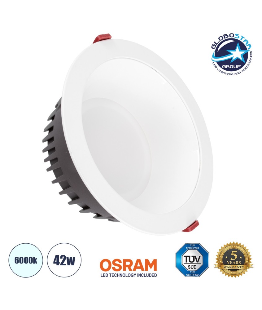 GLOBOSTAR® PANELCO 60194 Χωνευτό Downlight Panel Οροφής LED 42W 5250lm 60° AC 220-240V IP20 Ψυχρό Λευκό 6000K - Osram COB Chip & TÜV SÜD Driver - Λευκό Γαλακτερό - Μ22 x Π22 x Υ9.5cm - Q20cm - 5 Χρόνια Εγγύηση